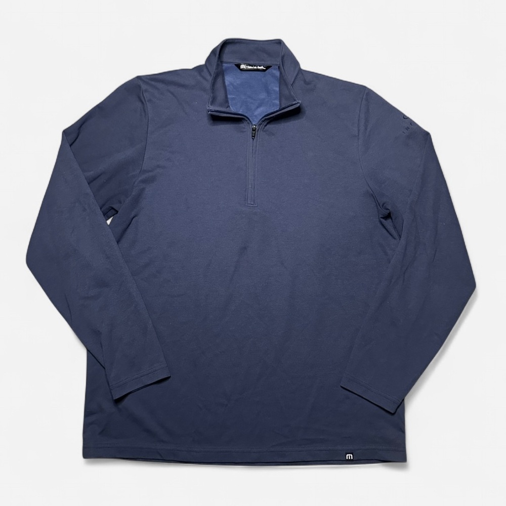 TravisMathew Infiniti embroidered Quarter Zip Pullover Navy